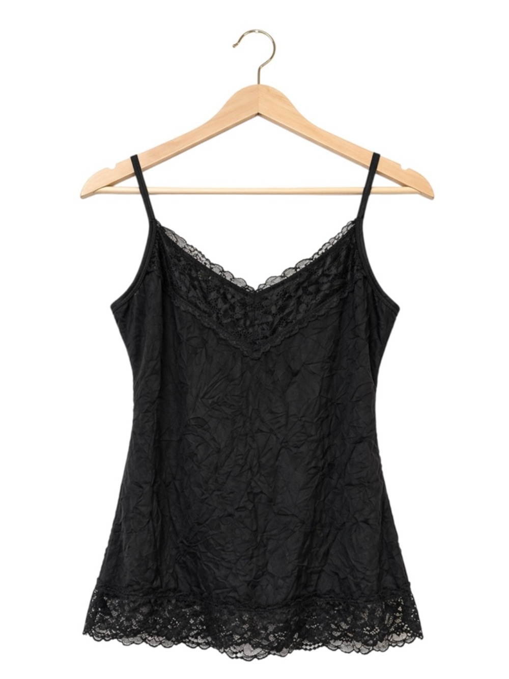 Maurices Womens Y2K Lace Crinkle‎ Cami Tank Top Medium Whimsigoth Coquette
